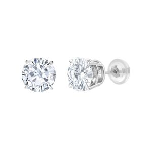 Certified 14k White Gold 3.80ct Diamond Earrings Moissanite Charles Colvard